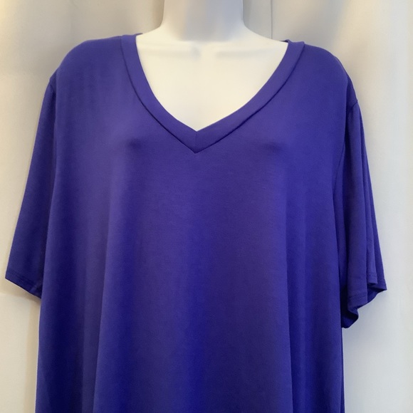 HEIMISH U.S.A. Tunic Women’s Size 3XL Short Sleeve T-Shirt V Neck Blue Purple - Picture 2 of 9